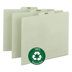 100% Recycled Monthly Top Tab File Guide Set, 1-3-cut Top Tab, January To December, 8.5 X 11, Green, 12-set