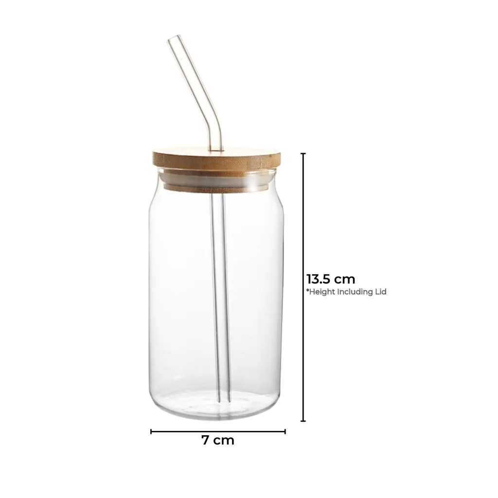 16oz Glass Jar Set with Bamboo Lids, Straws - 12pcs Gominimo