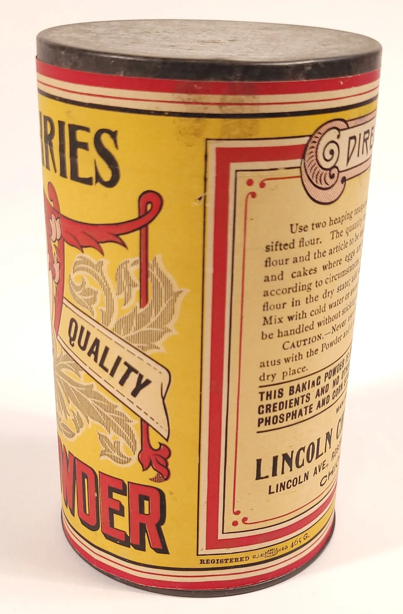 1920's LITTLE FAIRIES BAKING POWDER TIN, Original Label, Antique Can, Vintage Kitchen