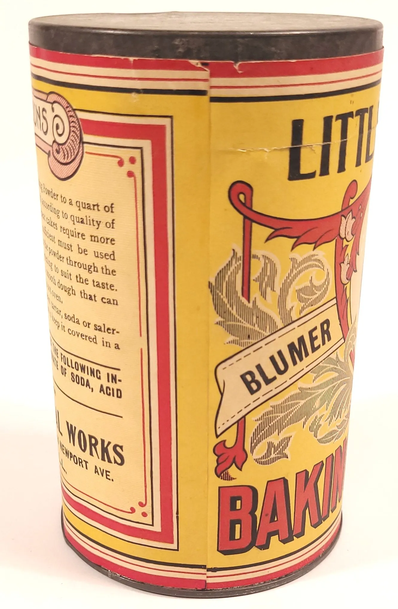 1920's LITTLE FAIRIES BAKING POWDER TIN, Original Label, Antique Can, Vintage Kitchen