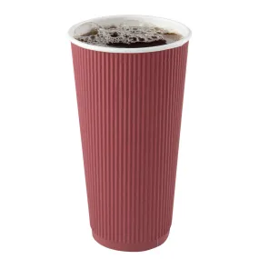 20 oz Crimson Paper Coffee Cup - Ripple Wall - 3 1/2" x 3 1/2" x 6 1/4" - 10 count box