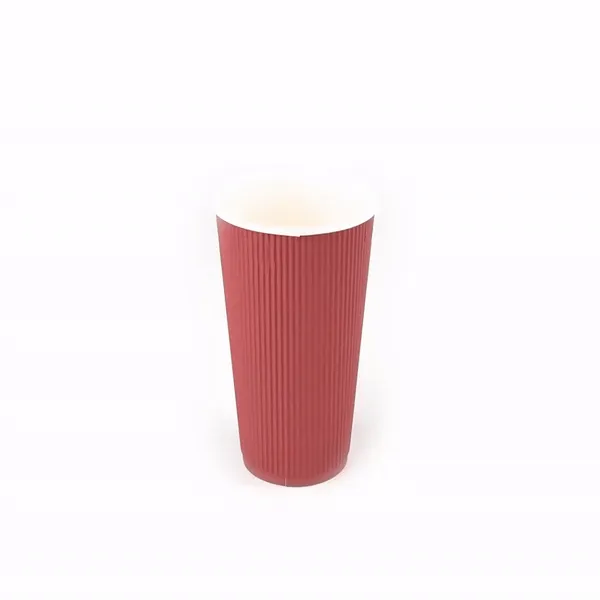 20 oz Crimson Paper Coffee Cup - Ripple Wall - 3 1/2" x 3 1/2" x 6 1/4" - 10 count box