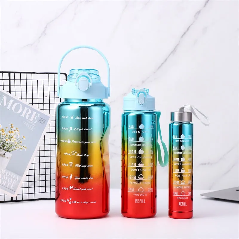 3 In 1 Motivational Tumbler Water Bottle (2000ml,900ml,300ml).