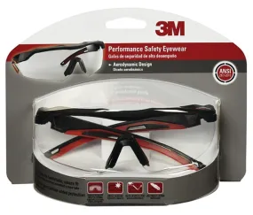 3M 47090-WZ4 Safety Glasses, Anti-Fog, Anti-Scratch Lens, Wraparound Frame, Black/Red Frame :PR: QUANTITY: 1