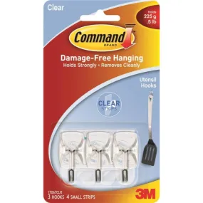 3M Command Small Clear Wire Hooks with Clear Strips