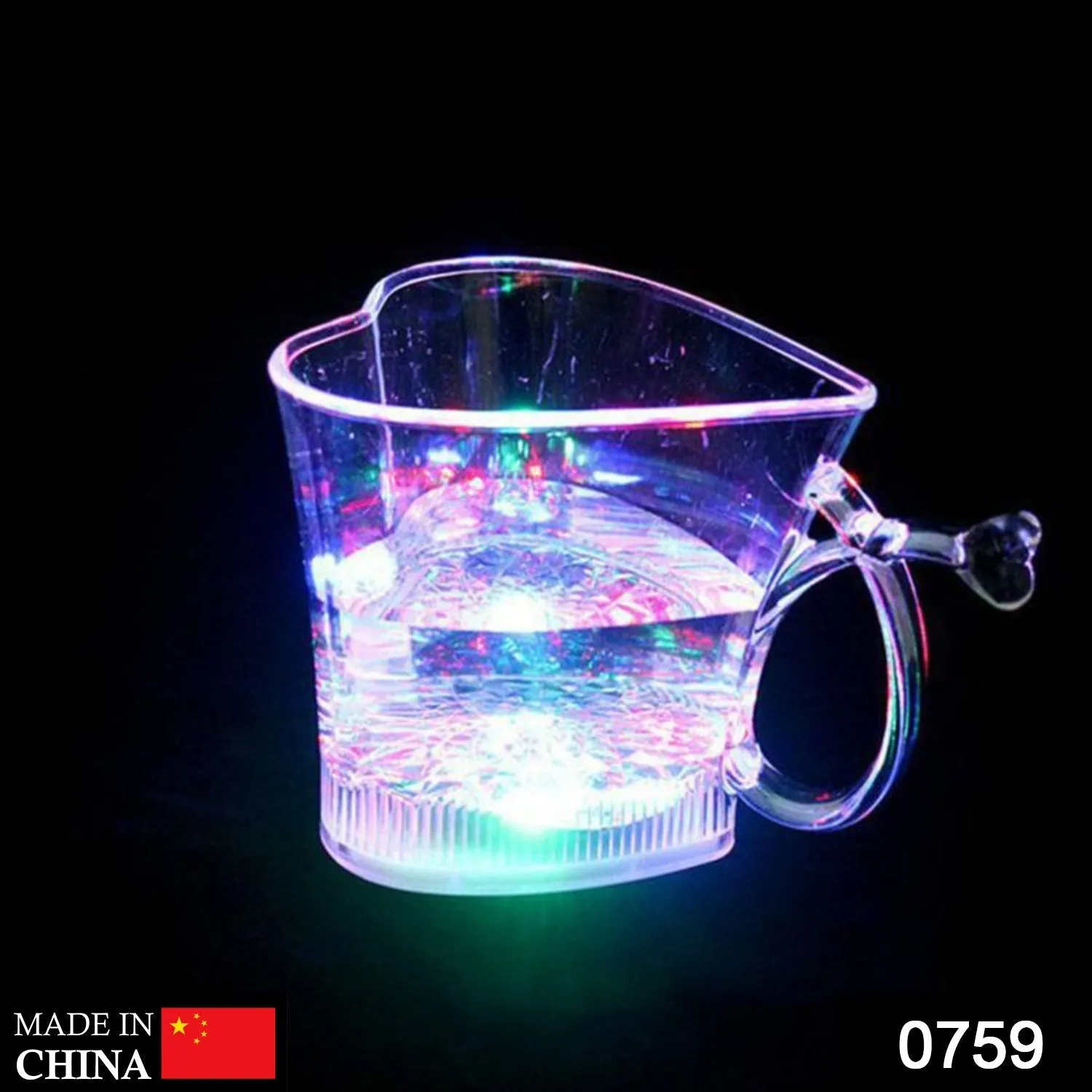 759 Heart Shape Activated Blinking Led Glass Cup