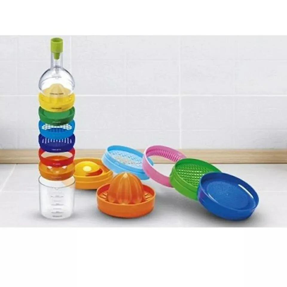 8 in 1 Kitchen Bottle Tool Set- Multi Kitchen Gadgets Maker(Funnel, Juicer Lemon squeezer, Spice grater, Egg masher, Cheese grater, Egg separator, Measuring cup, Can opener)