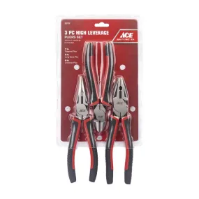 Ace 3 pc Chrome Vanadium Steel High Leverage Cutting Pliers Set