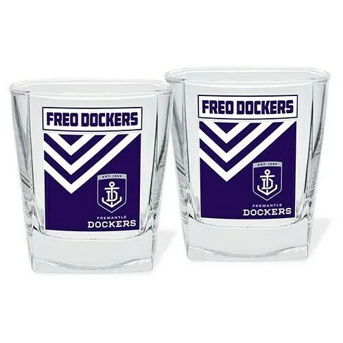 AFL Spirit Drink Glass Set Of Two - Fremantle Dockers - 250ml Cup