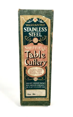 Antique 1910's-1920's Sheffield Stainless Steel TABLE CUTLERY BOX, Vintage Kitchen