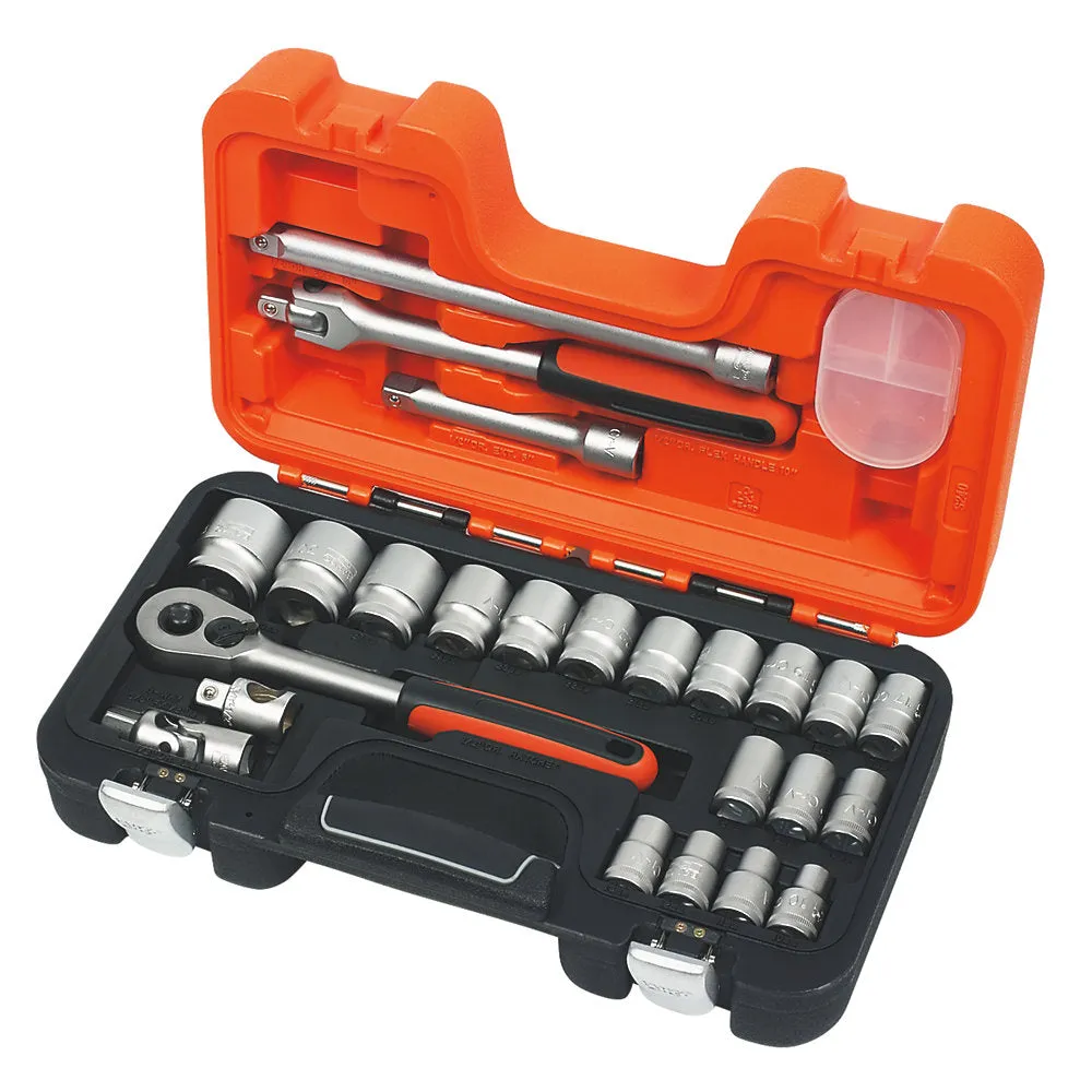 Bahco 24 Piece 1/2" Square Drive Socket Set with Metric Hex Profile and Ratchet