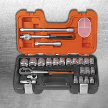 Bahco 24 Piece 1/2" Square Drive Socket Set with Metric Hex Profile and Ratchet