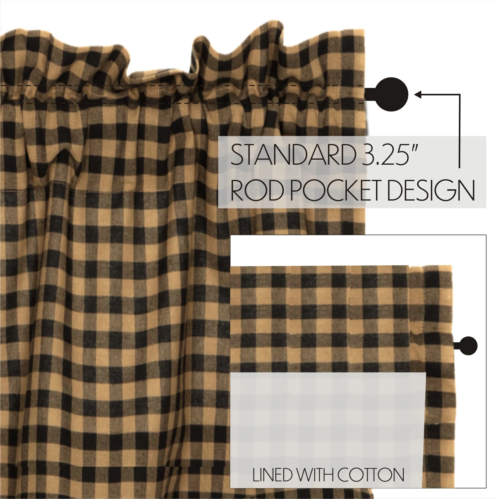 Black Check Scalloped Tier Set of 2 L24xW36