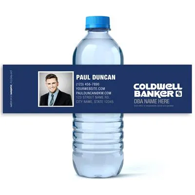 Blue Photo Coldwell Banker Water Bottle Labels