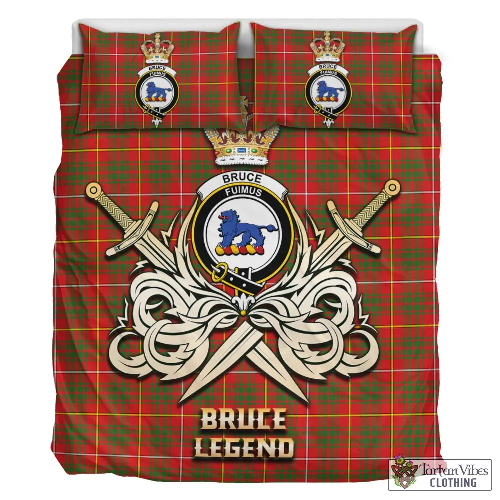 Bruce Modern Tartan Bedding Set with Clan Crest and the Golden Sword of Courageous Legacy