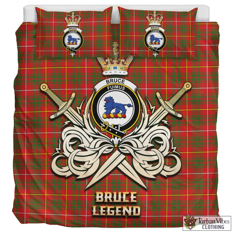 Bruce Modern Tartan Bedding Set with Clan Crest and the Golden Sword of Courageous Legacy