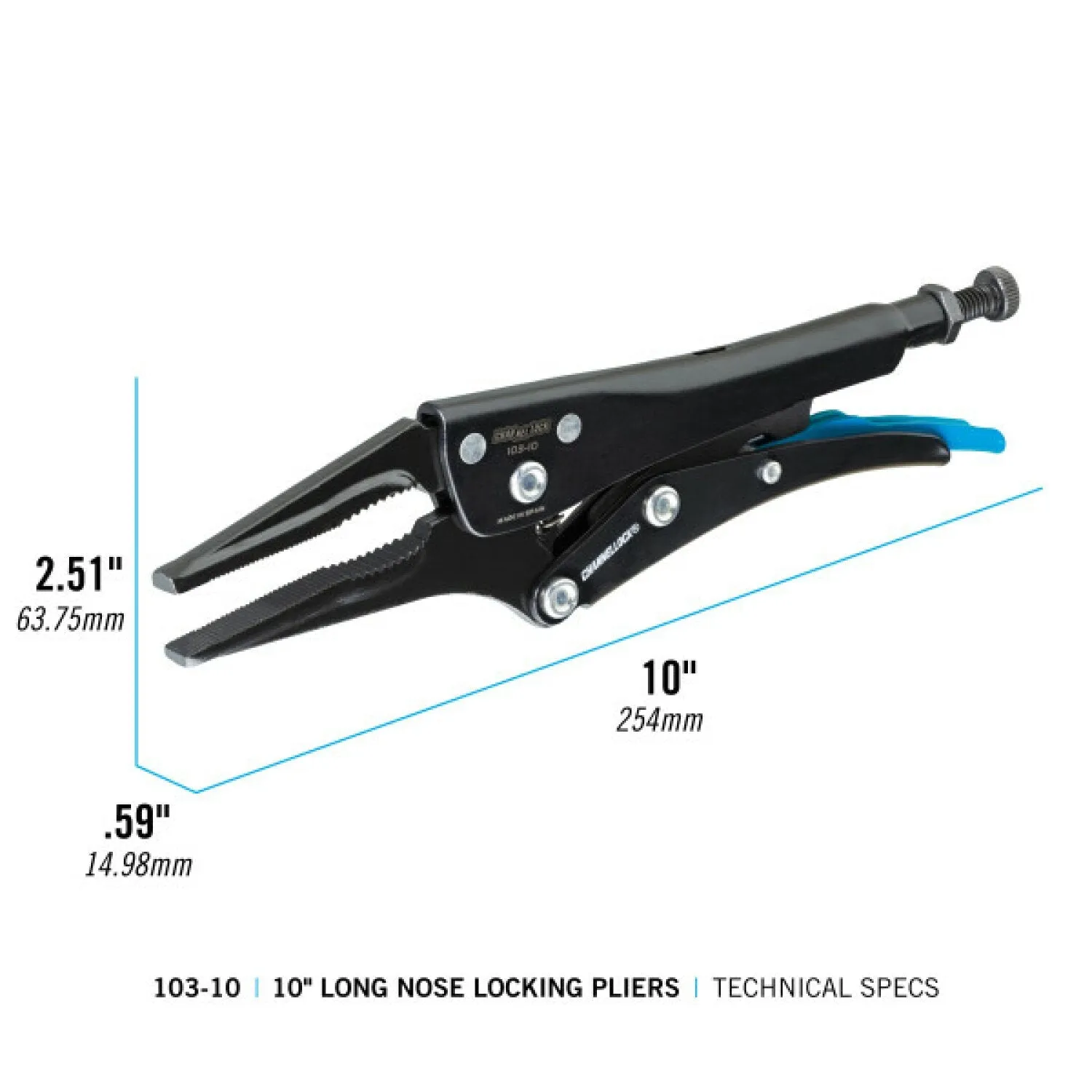 Channellock 103-10 10-Inch Combination Long Nose Locking Pliers