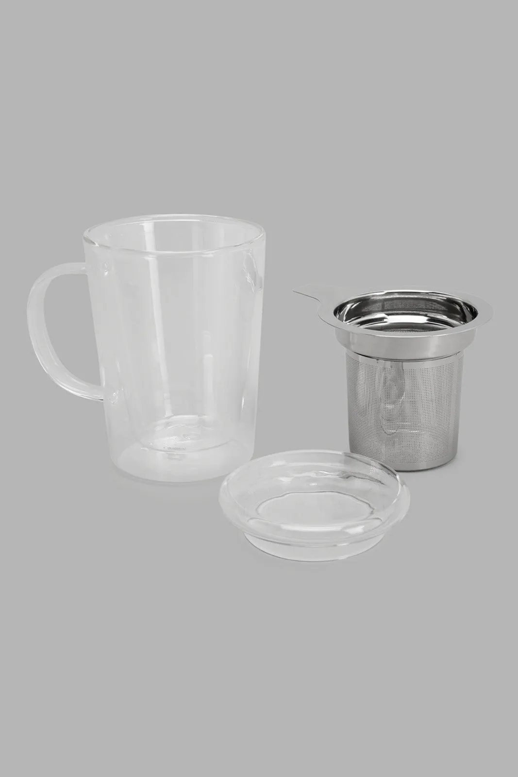 Clear Double Wall Glass Tea Cup With Filter