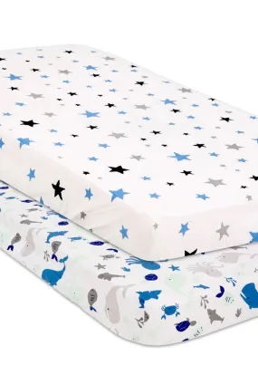 Combo of Baby Crib Sheet - Sleep Under The Stars and My Sea World