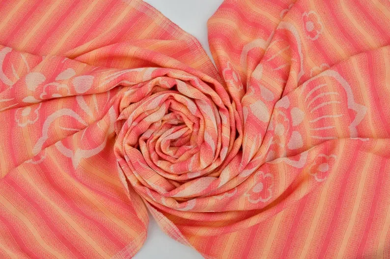 Coral Hibiscus Flowers 100% Cotton Towel