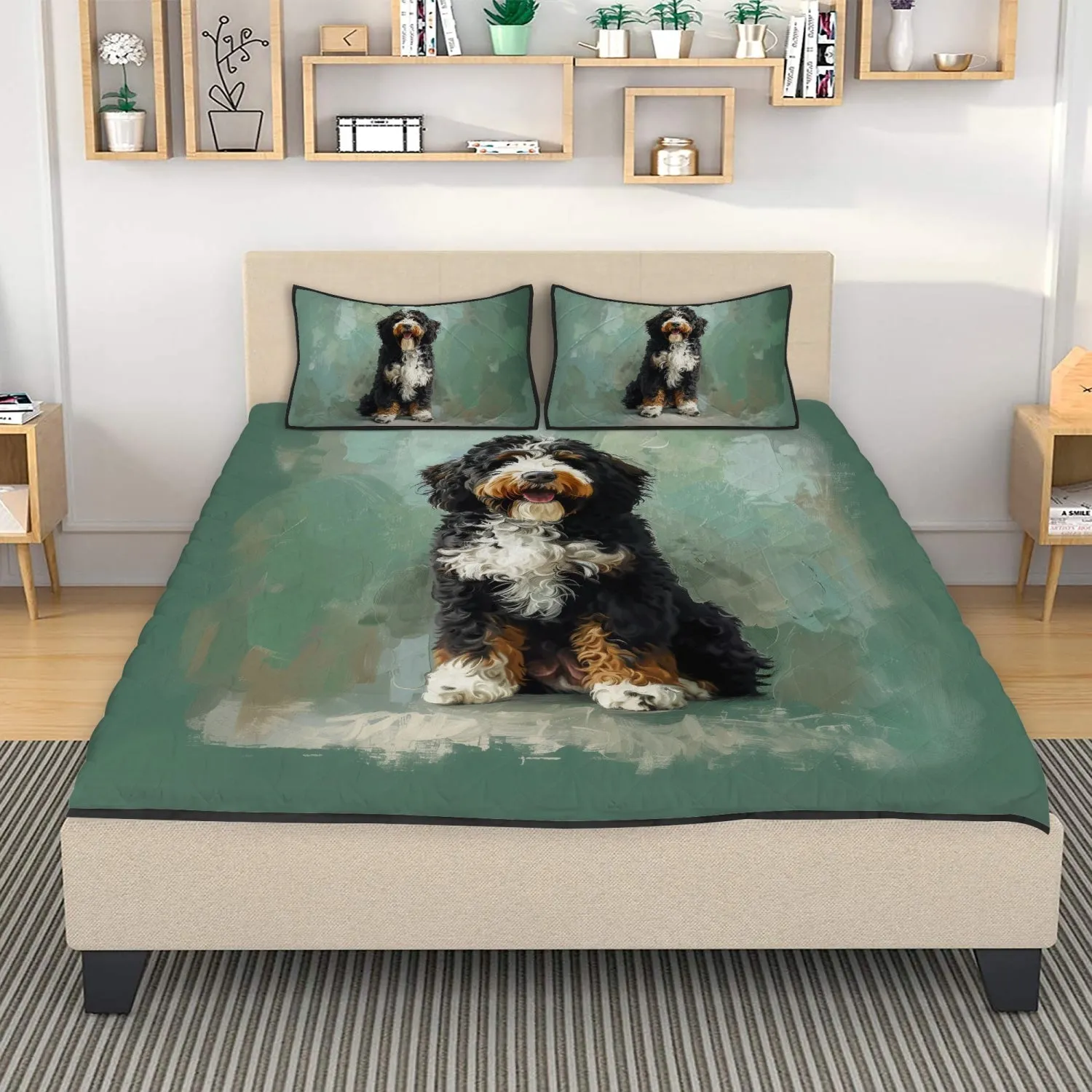 Cute Bernedoodle Bed Set