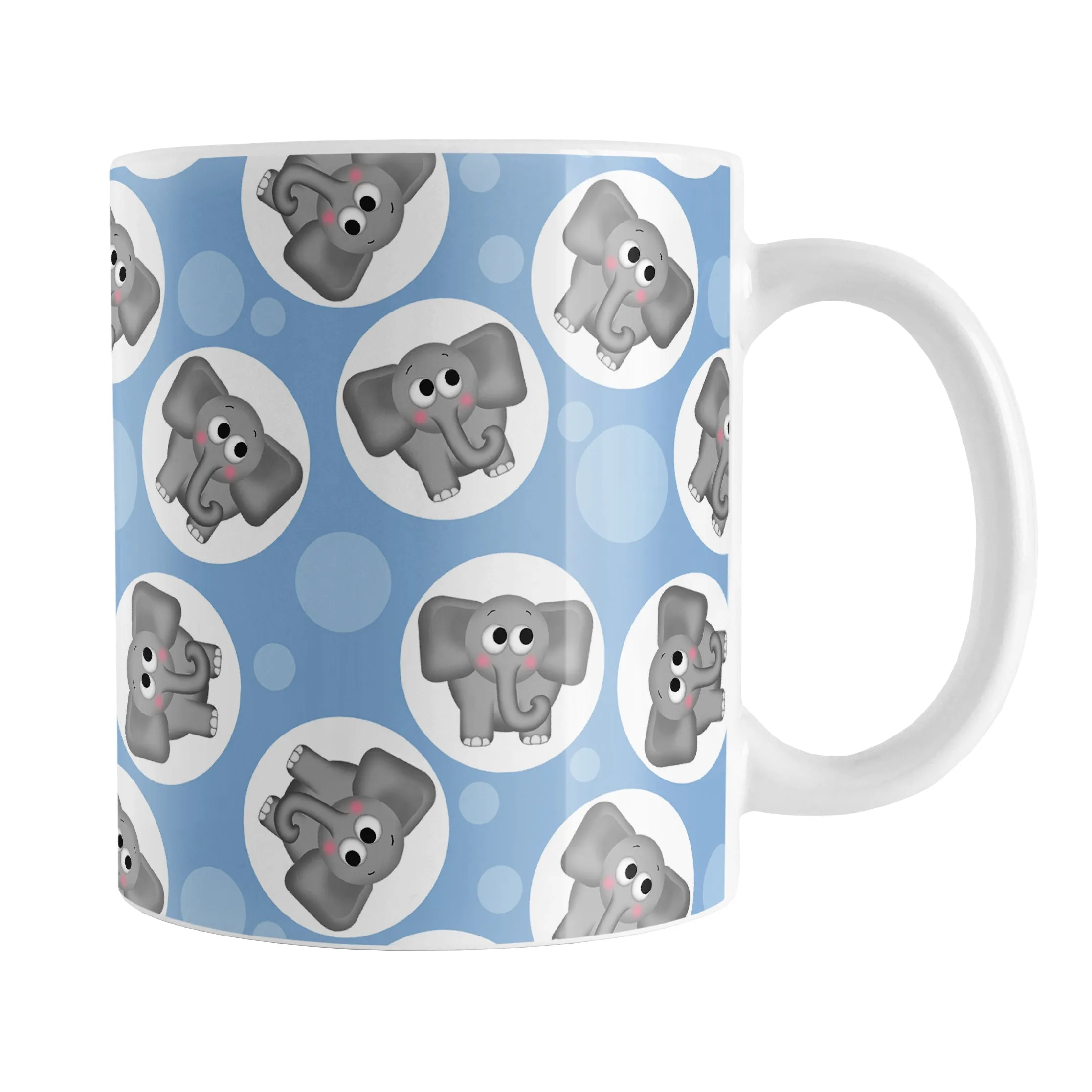 Cute Blue Elephant Pattern Mug