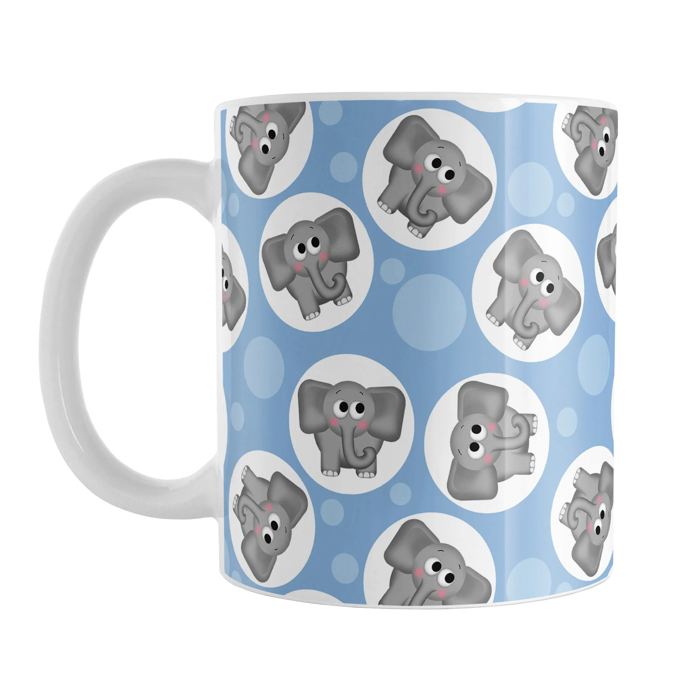 Cute Blue Elephant Pattern Mug