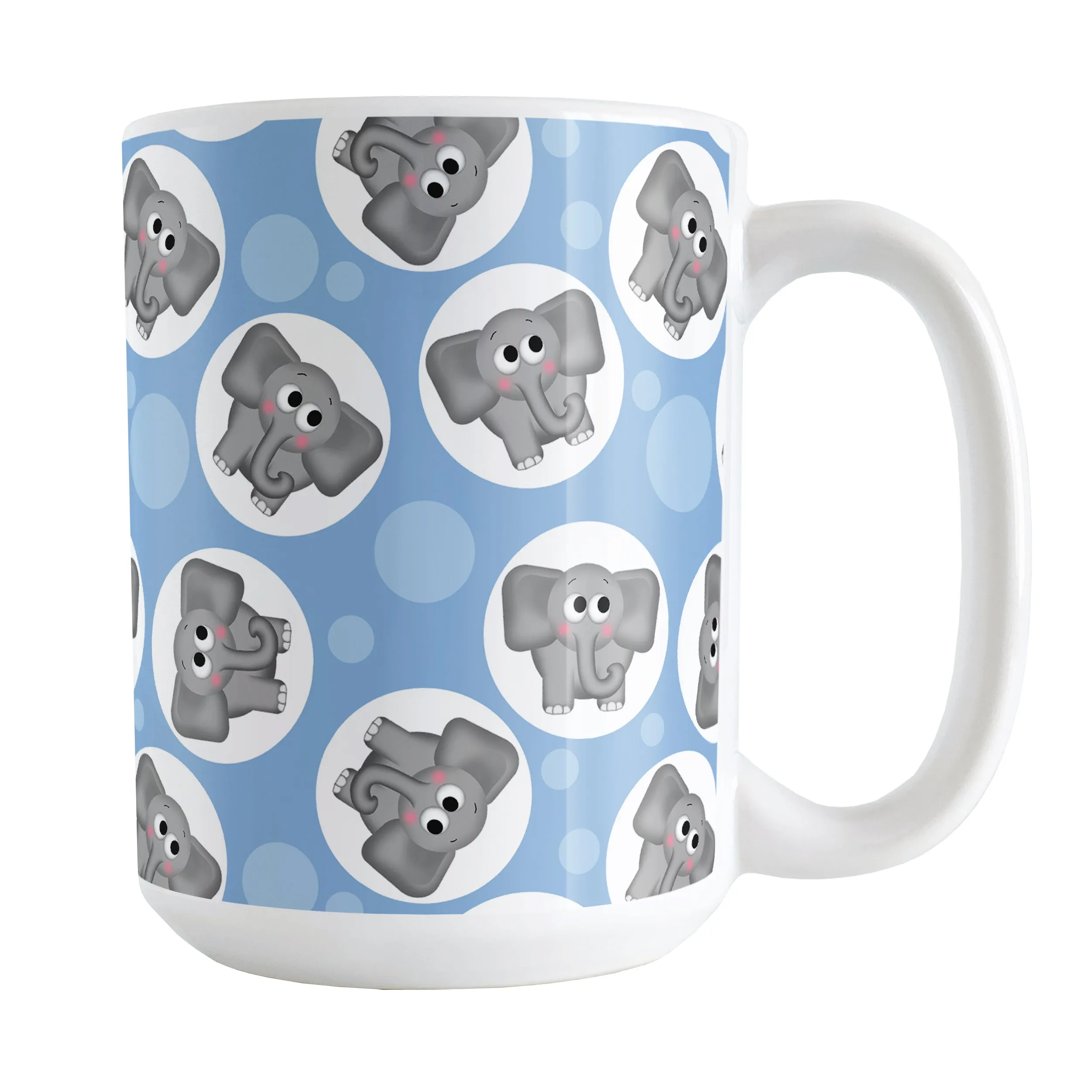 Cute Blue Elephant Pattern Mug