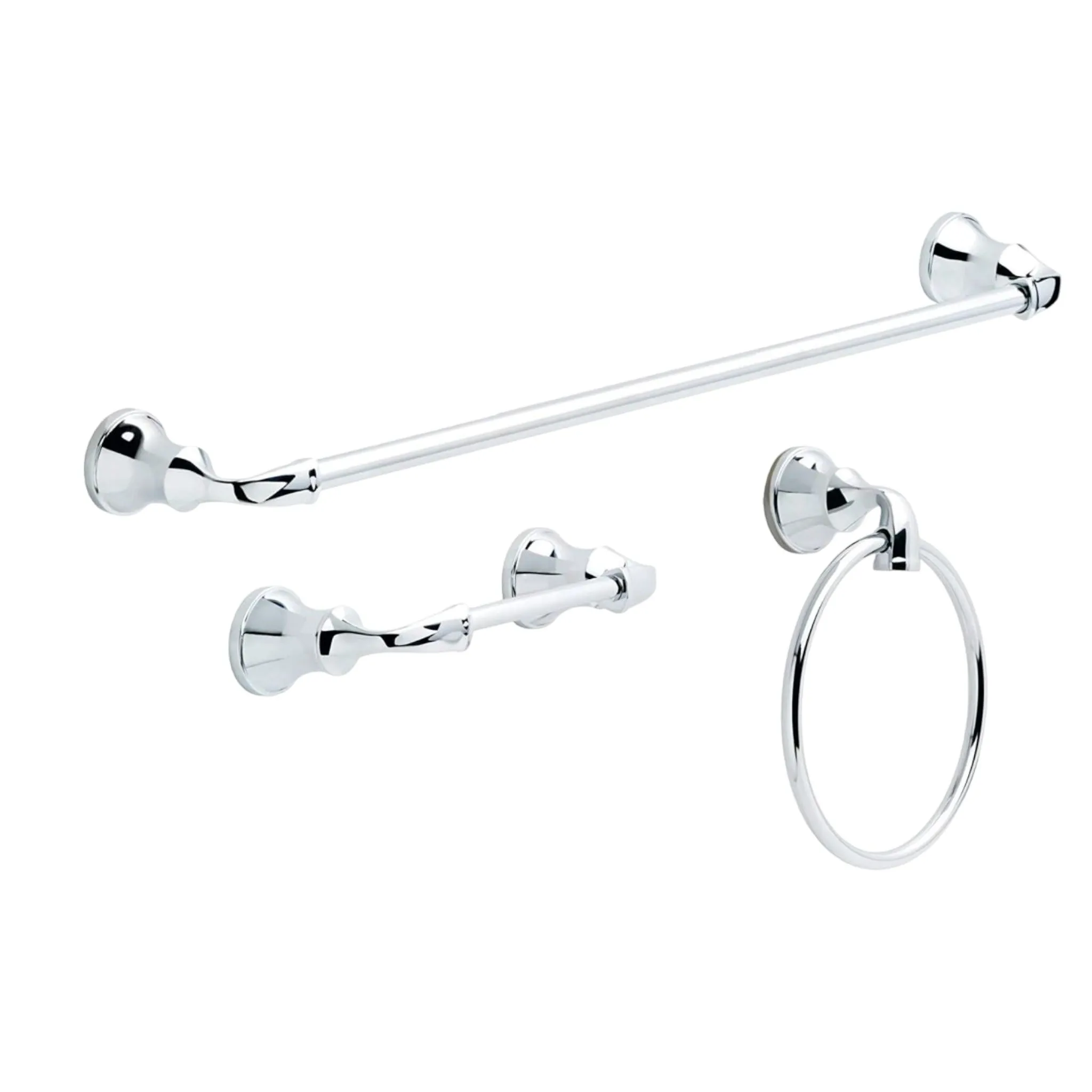 Delta Lorain Polished Chrome 3 Piece Bathroom Accessory Set LRN63-PC with 24" Towel Bar