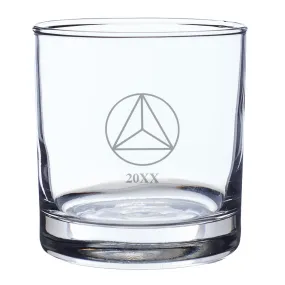 Delta Sig Engraved Year Rocks Glass