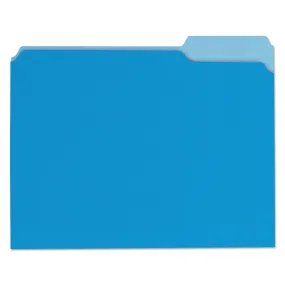 Deluxe Colored Top Tab File Folders, 1/3-Cut Tabs, Letter Size, Blue/Light Blue, 100/Box