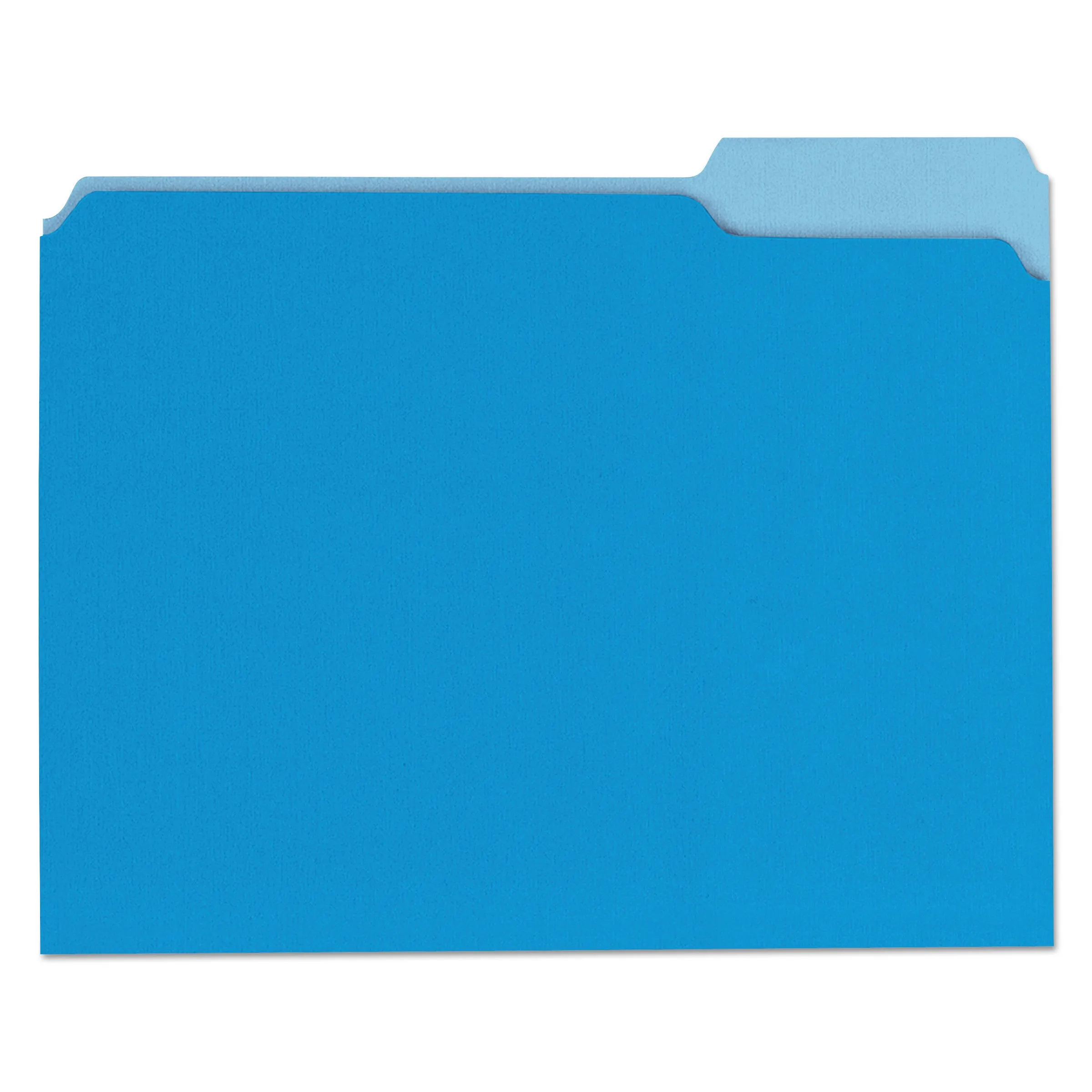 Deluxe Colored Top Tab File Folders, 1/3-Cut Tabs, Letter Size, Blue/Light Blue, 100/Box