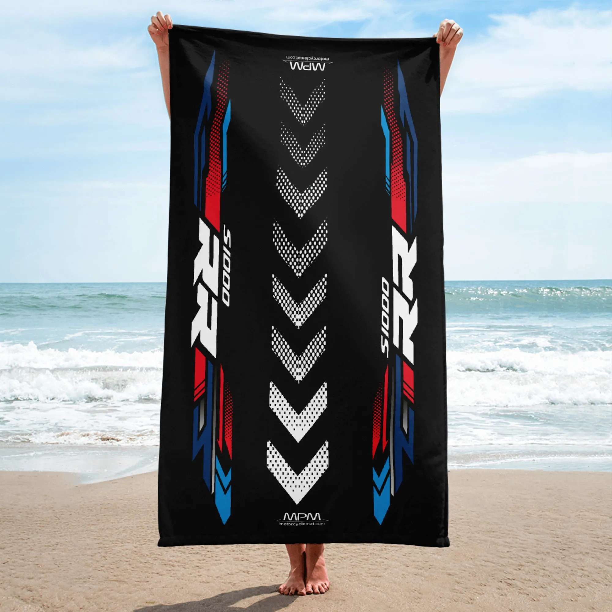 Designed Beach Towel Inspired by BMW S1000RR Light White M Motosport Motorcycle Model - MM9280