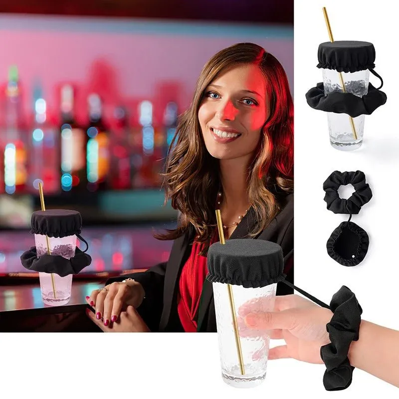 Drink Cover Scrunchie - 2-in-1  Reusable Drinking Safety Supplies and Anti Spiking Drink Cover