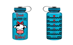 Drink More Water Moo Cow Water Tracker, Motivational Fitness Water Bottle, Cow with headscarf Water Bottle, Water Bottle Tracker