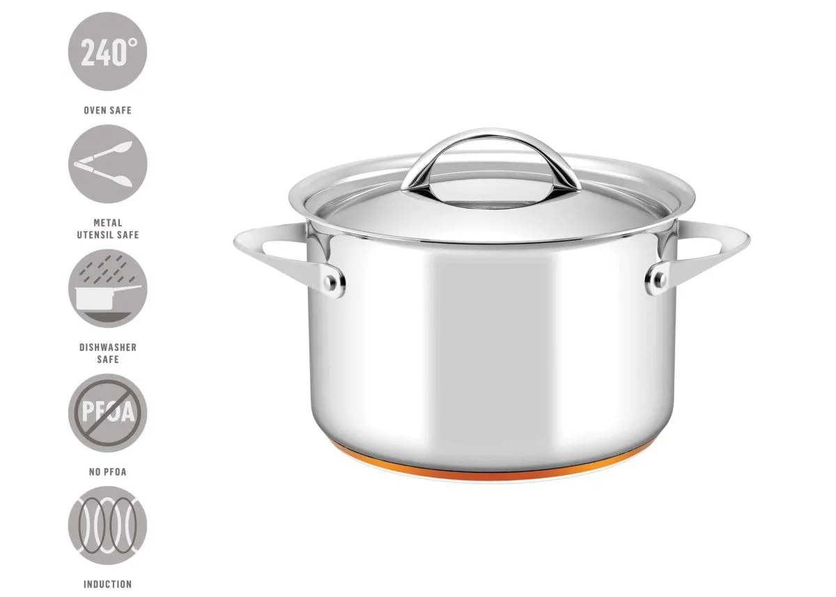 Essteele Per Vita Copper Base Stainless Steel Induction Covered Stockpot 24cm (7.1L)