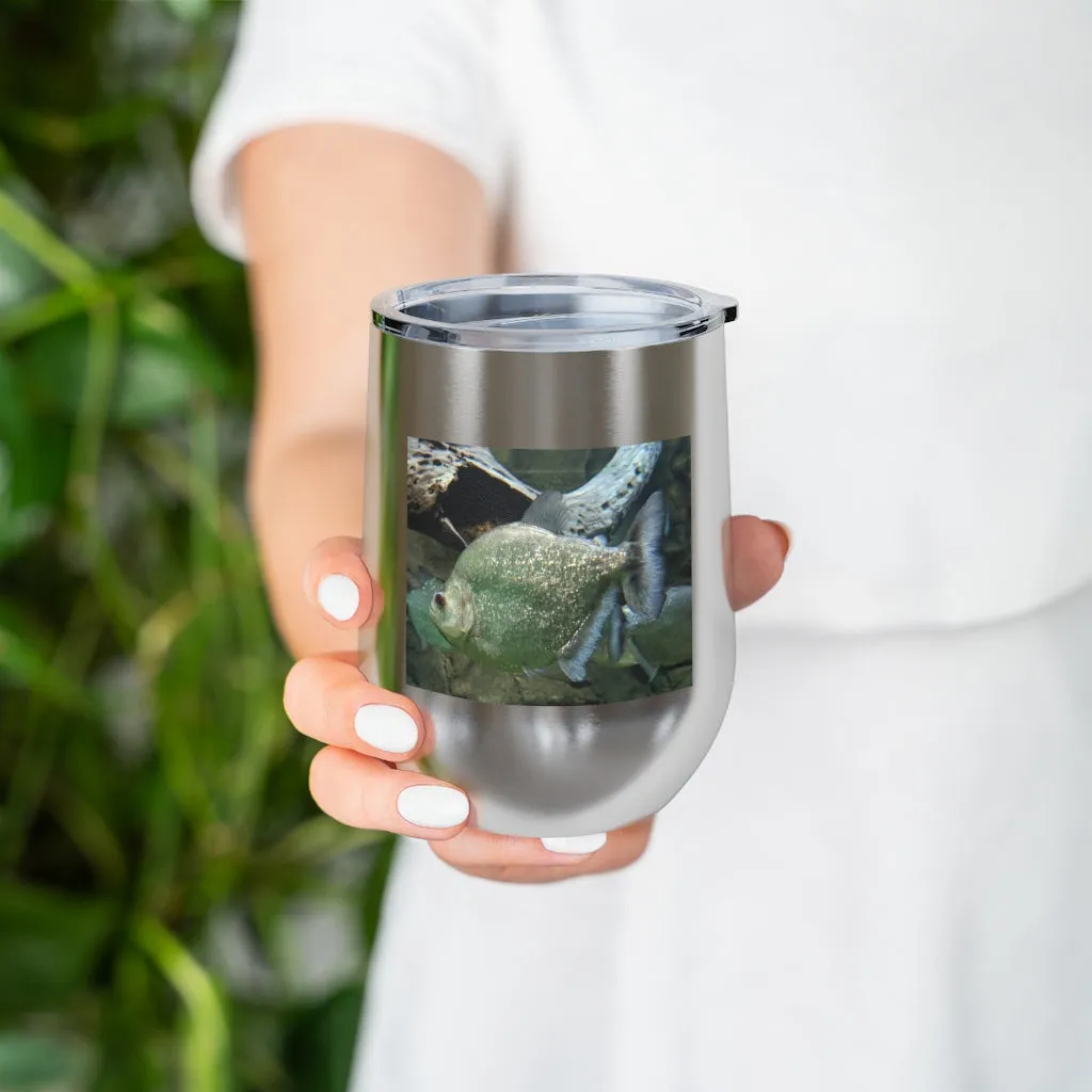 Glitter Green Fish 12oz Insulated Wine Tumbler