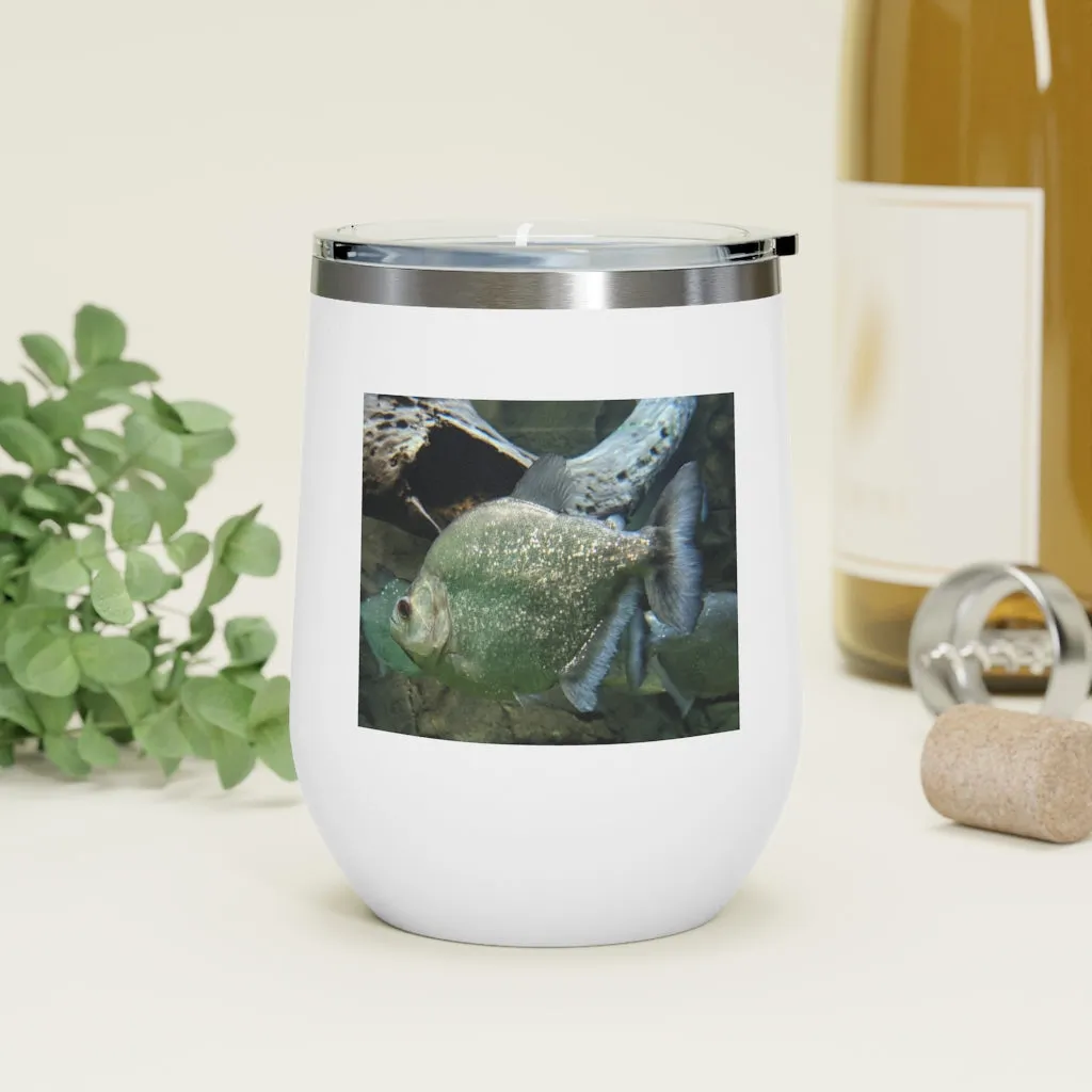 Glitter Green Fish 12oz Insulated Wine Tumbler