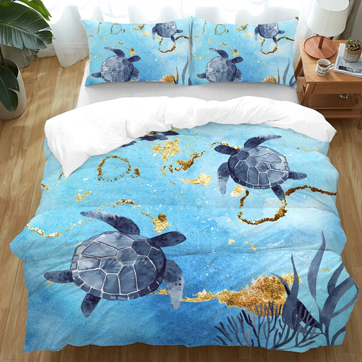 Golden Sea Turtle Bay Duvet Cover Set