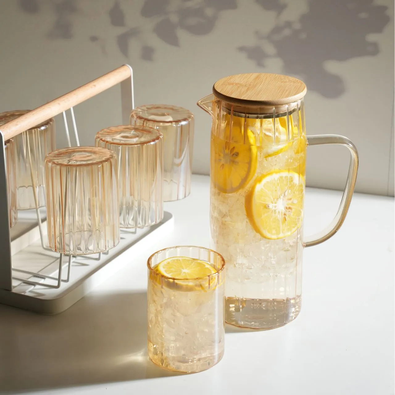 Golden Tinted Glassware Set (Set of 7)