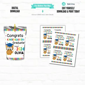 Graduation Party Favors Personalize Juice Pouch Labels|Printable File