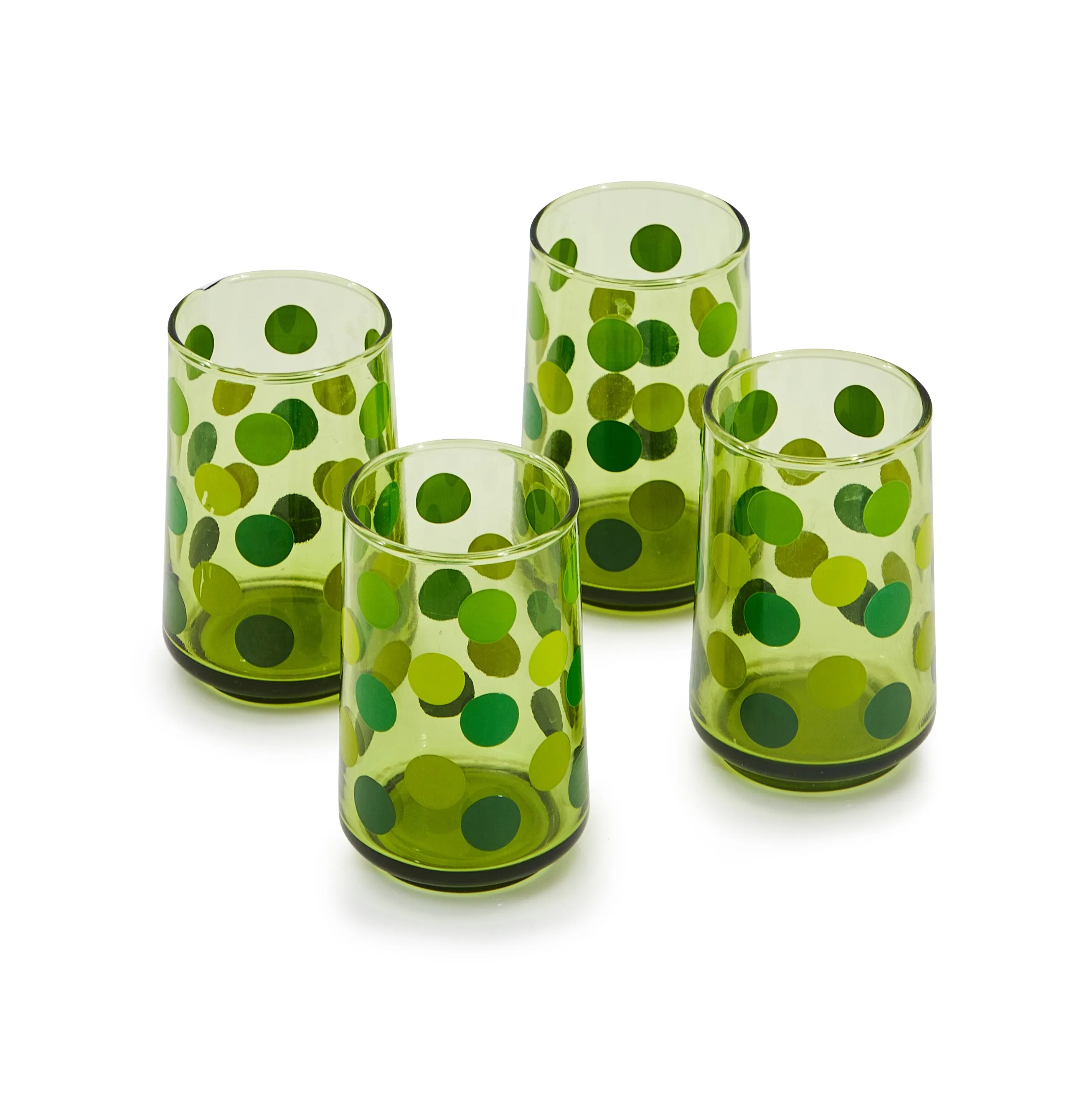 Green Polka Dot Glass Cup