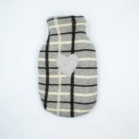 Grey Check Cashmere Small Hot Water Bottle