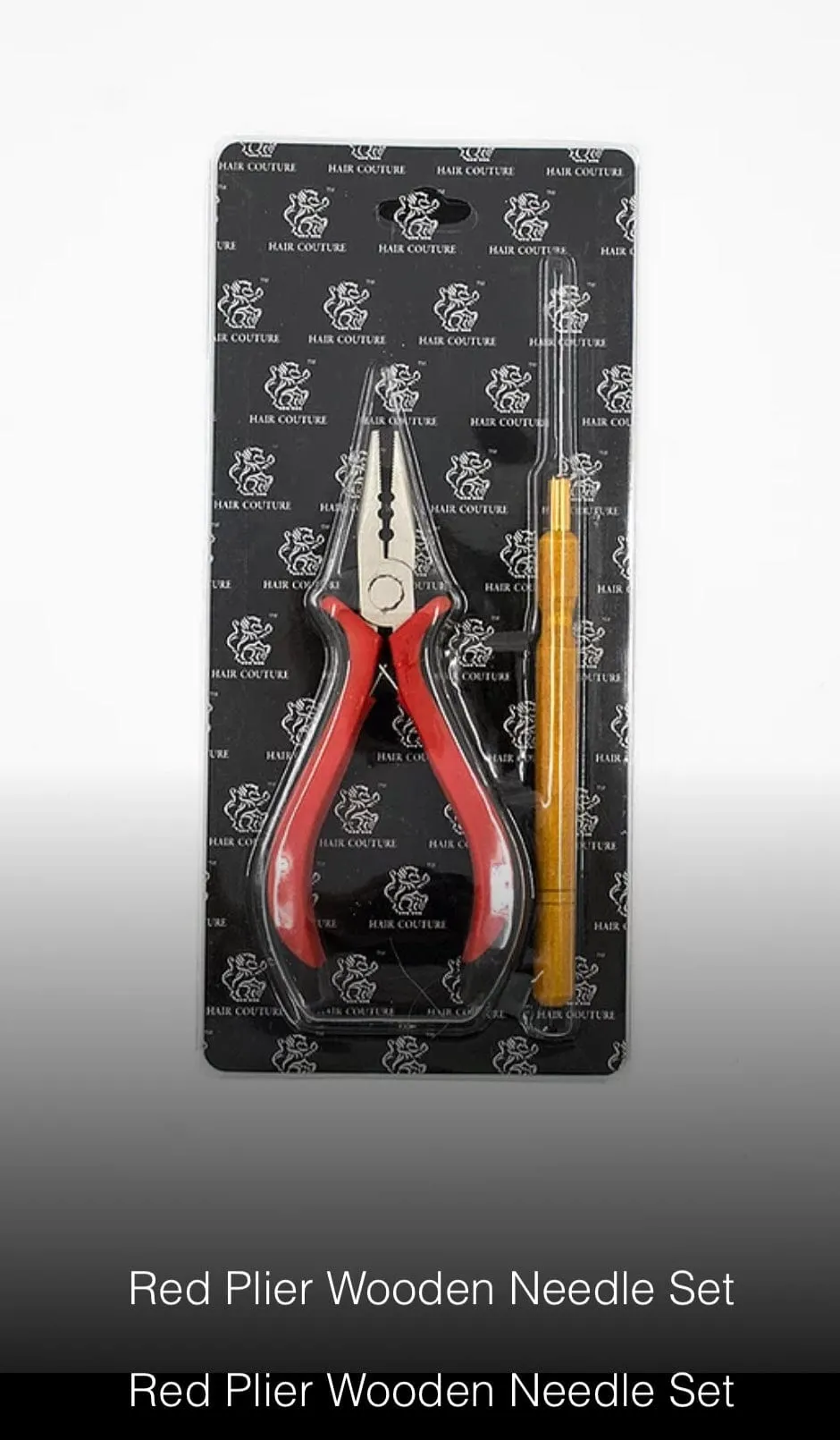 Hair Couture Hair Extensions Red Pliers & Wooden Needle Set