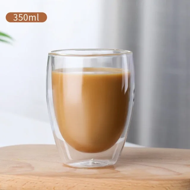 Heat Resistant Transparent Double Wall Glass Cup