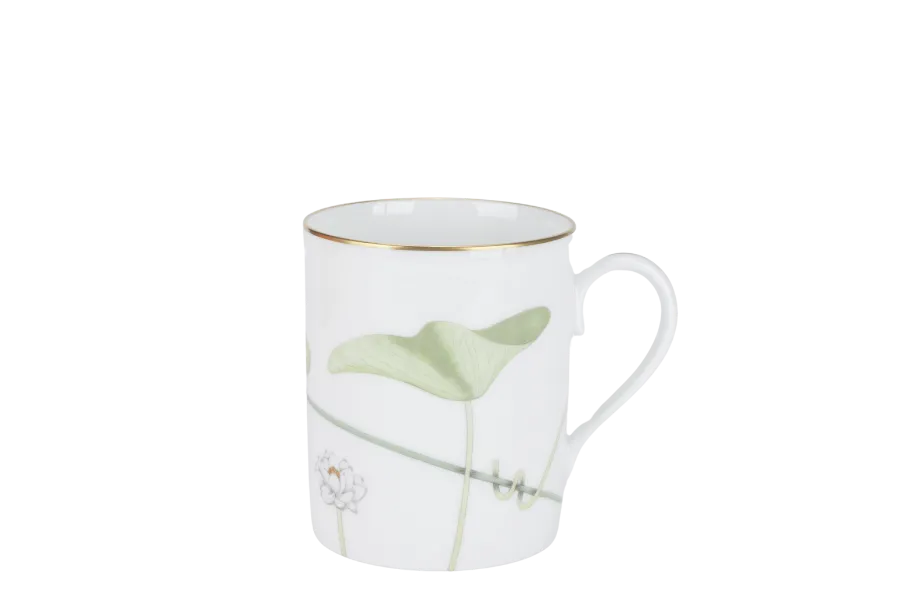 HERMES GREEN LOTUS MARK PORCELAIN MUG WITH BOX