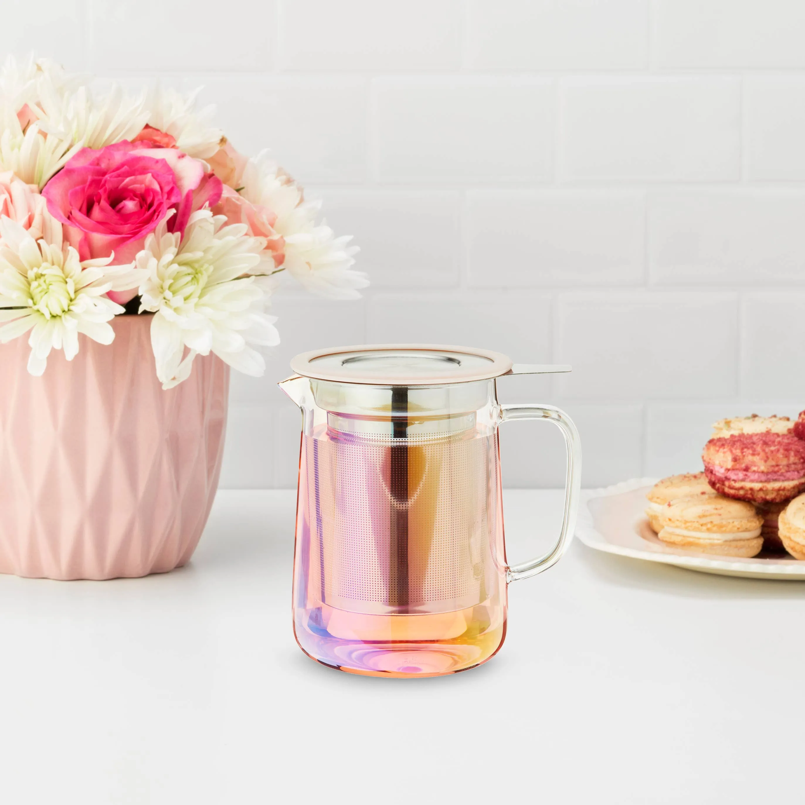 Iridescent Glass Mini Teapot w/ Infuser & Lid - 16oz