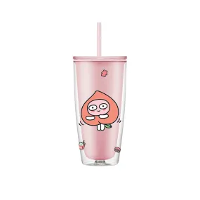 KAKAO FRIENDS Apeach 750ml Pink Double Straw Cup