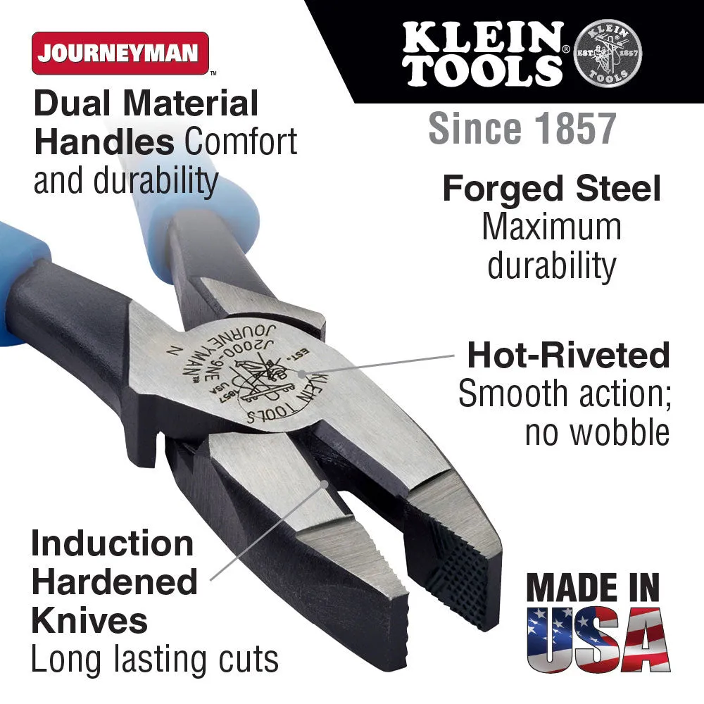 Klein Tools J213-9NE 9" Journeyman Pliers Side Cutting