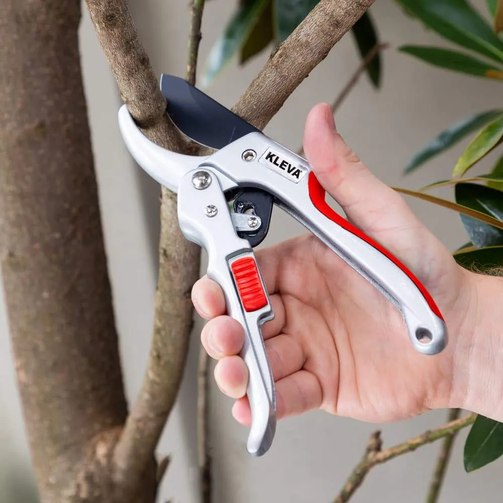 Kleva Quality Ratchet Pruning Shears With Easy Grip Squeeze & Release Handles